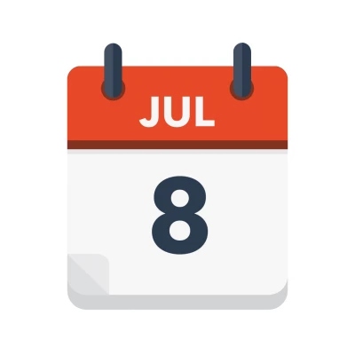 Calendar icon showing 8th July