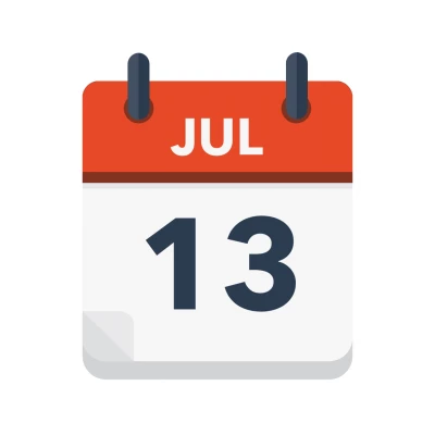 Calendar icon showing 13th July