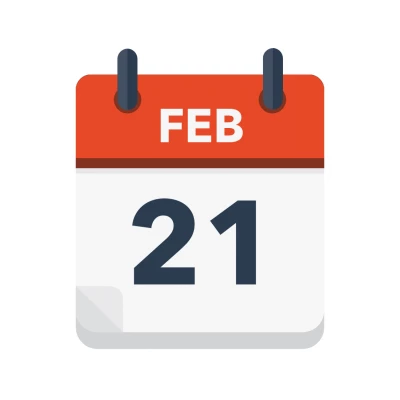 Calendar icon showing 21st February