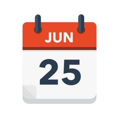 Calendar icon showing 25th June